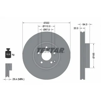 Jeu de 2 disques de frein avant TEXTAR 92163505