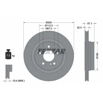 Jeu de 2 disques de frein arrière TEXTAR 92163605