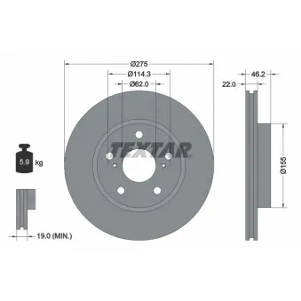 Jeu de 2 disques de frein avant TEXTAR 92163803