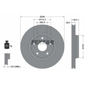 Jeu de 2 disques de frein avant TEXTAR 92163903