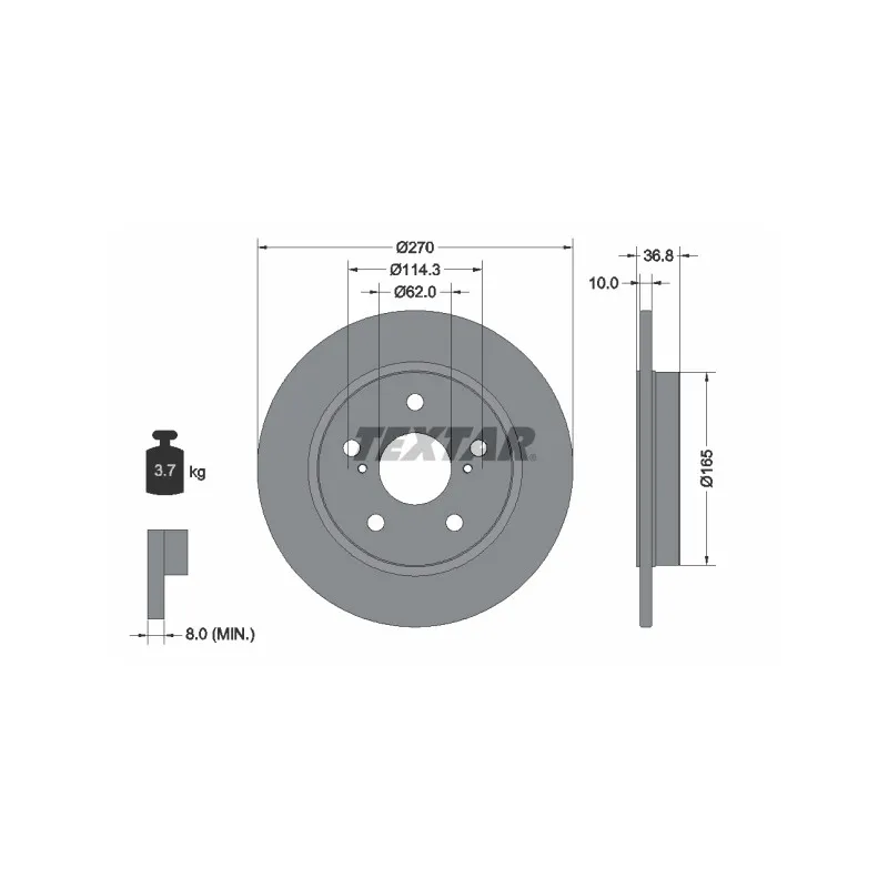 Jeu de 2 disques de frein arrière TEXTAR 92164003