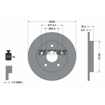 Jeu de 2 disques de frein arrière TEXTAR 92164103