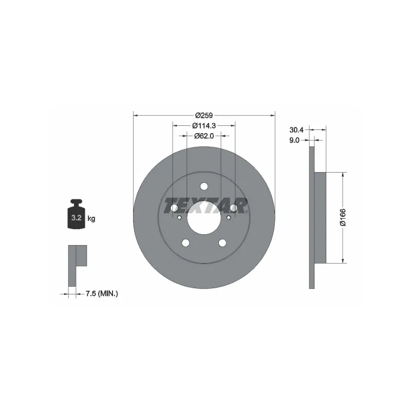 Jeu de 2 disques de frein arrière TEXTAR 92164103