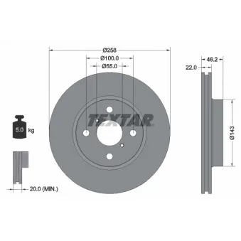 Jeu de 2 disques de frein avant TEXTAR 92164203