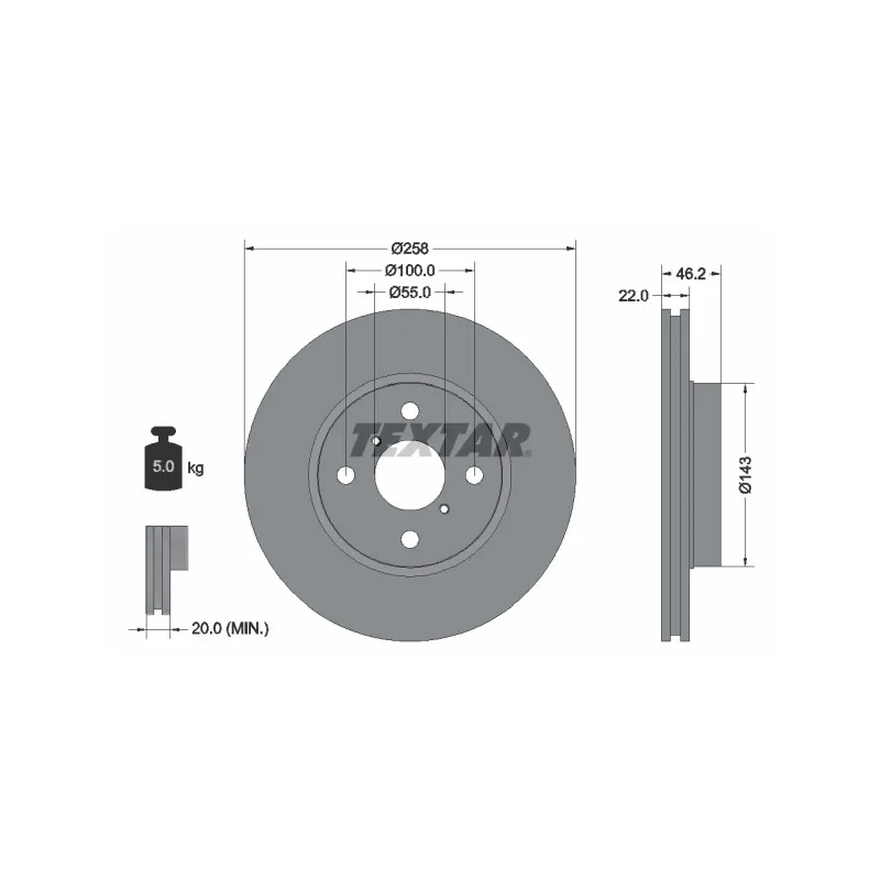Jeu de 2 disques de frein avant TEXTAR 92164203