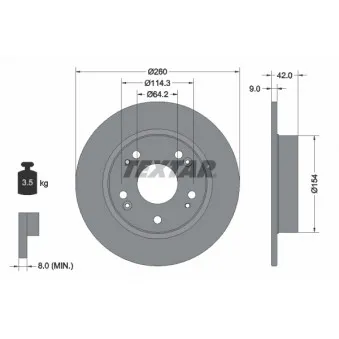 Jeu de 2 disques de frein arrière TEXTAR 92164303