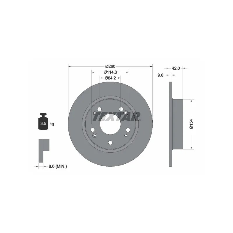 Jeu de 2 disques de frein arrière TEXTAR 92164303