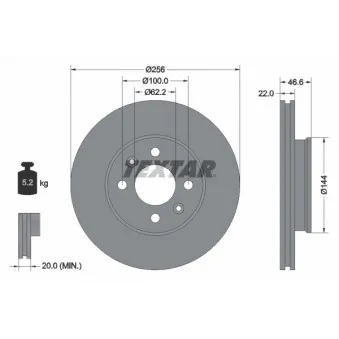 Jeu de 2 disques de frein avant TEXTAR 92164703