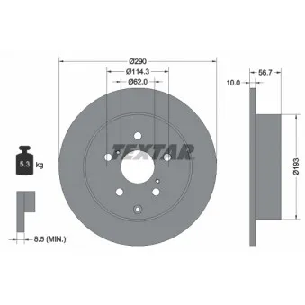 Jeu de 2 disques de frein arrière TEXTAR 92164803