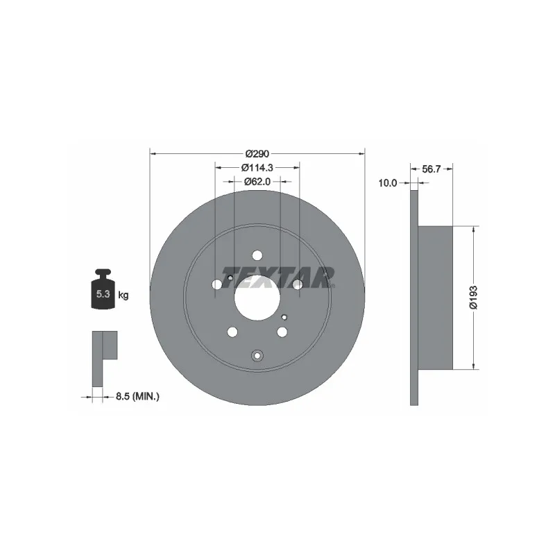 Jeu de 2 disques de frein arrière TEXTAR 92164803
