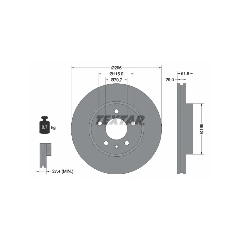 Jeu de 2 disques de frein avant TEXTAR 92165405