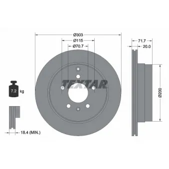 Jeu de 2 disques de frein arrière TEXTAR 92165503