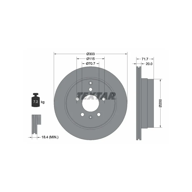 Jeu de 2 disques de frein arrière TEXTAR 92165503