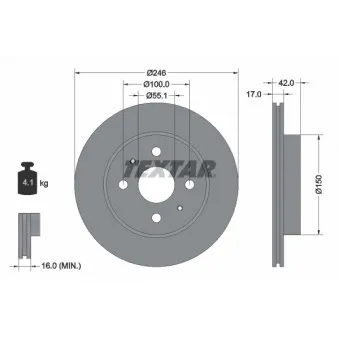 Jeu de 2 disques de frein avant TEXTAR 92165603