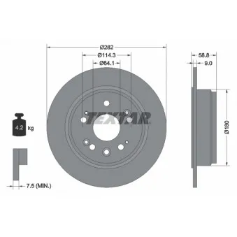 Jeu de 2 disques de frein arrière TEXTAR 92165703