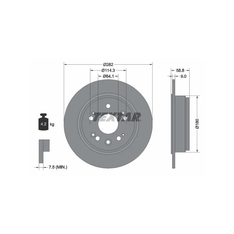 Jeu de 2 disques de frein arrière TEXTAR 92165703