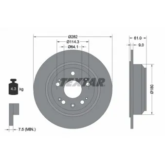 Jeu de 2 disques de frein arrière TEXTAR 92165803