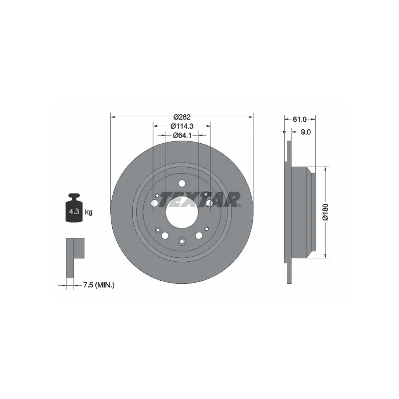 Jeu de 2 disques de frein arrière TEXTAR 92165803