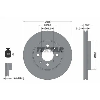 Jeu de 2 disques de frein avant TEXTAR 92165903