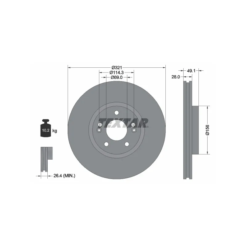 Jeu de 2 disques de frein avant TEXTAR 92166003
