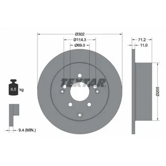 Jeu de 2 disques de frein arrière TEXTAR 92166103