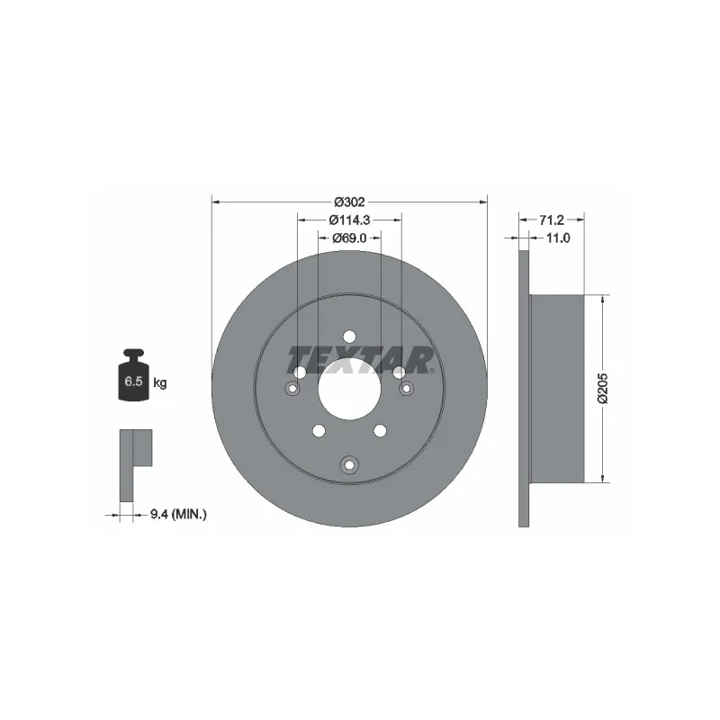 Jeu de 2 disques de frein arrière TEXTAR 92166103