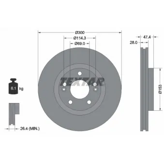 Jeu de 2 disques de frein avant TEXTAR 92166200