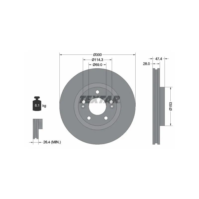 Jeu de 2 disques de frein avant TEXTAR 92166200