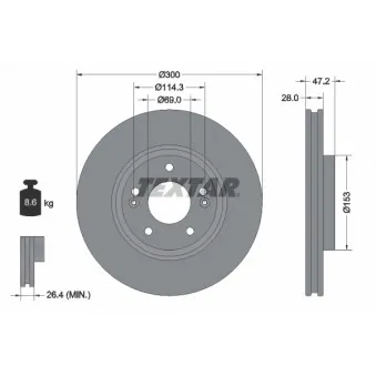 Jeu de 2 disques de frein avant TEXTAR 92166503