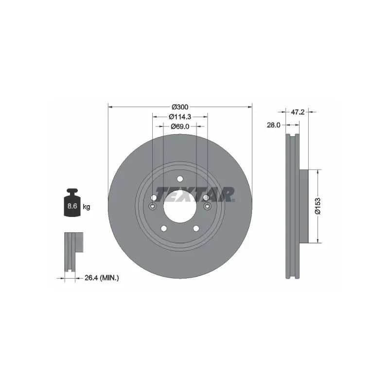 Jeu de 2 disques de frein avant TEXTAR 92166503