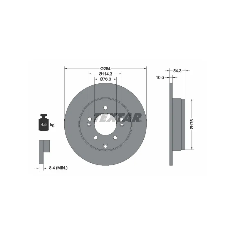 Jeu de 2 disques de frein arrière TEXTAR 92166600
