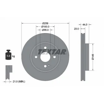 Jeu de 2 disques de frein avant TEXTAR 92166805