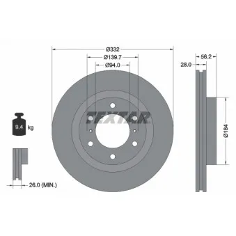 Jeu de 2 disques de frein avant TEXTAR 92167203
