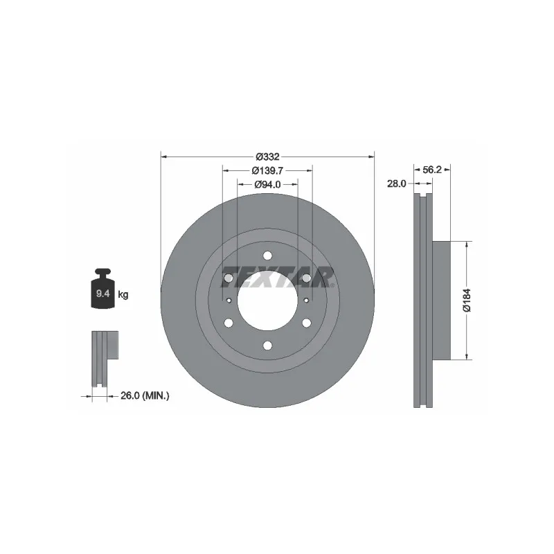 Jeu de 2 disques de frein avant TEXTAR 92167203