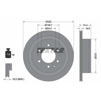 Jeu de 2 disques de frein arrière TEXTAR 92167303