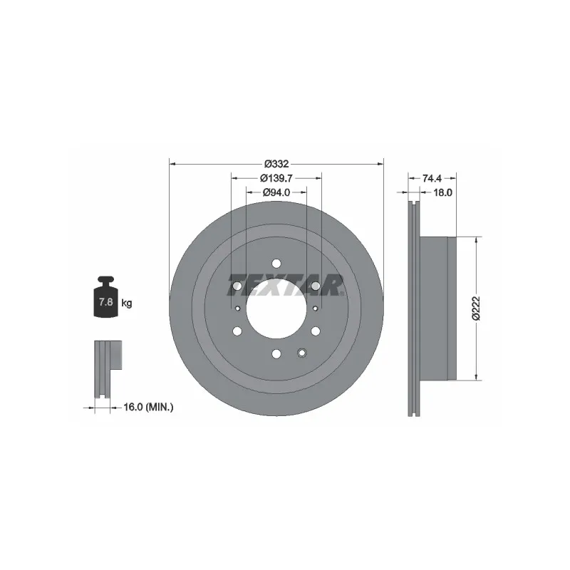 Jeu de 2 disques de frein arrière TEXTAR 92167303