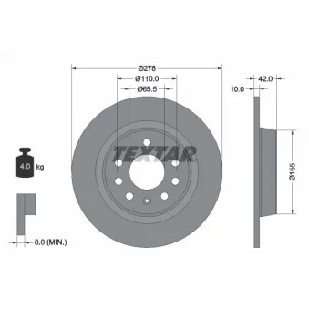 Jeu de 2 disques de frein arrière TEXTAR 92167603