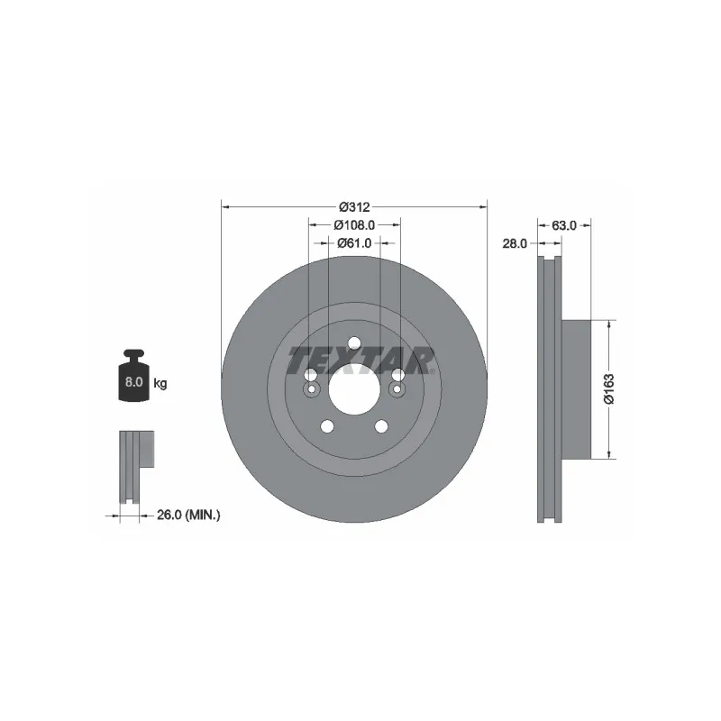 Jeu de 2 disques de frein avant TEXTAR 92167703