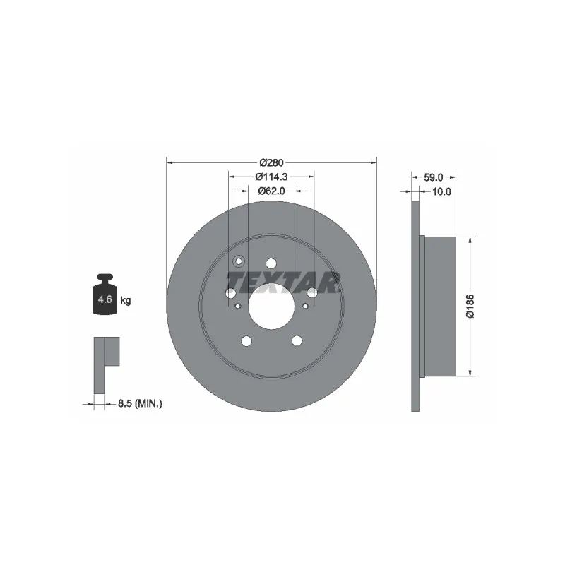Jeu de 2 disques de frein arrière TEXTAR 92168103