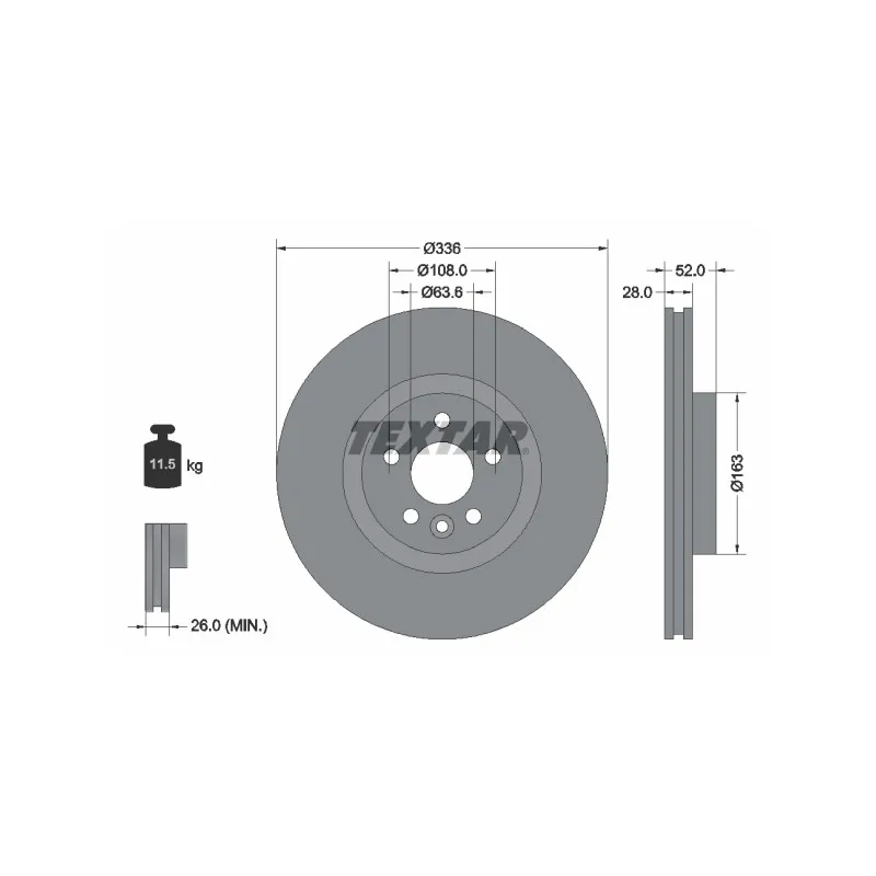Jeu de 2 disques de frein avant TEXTAR 92168203