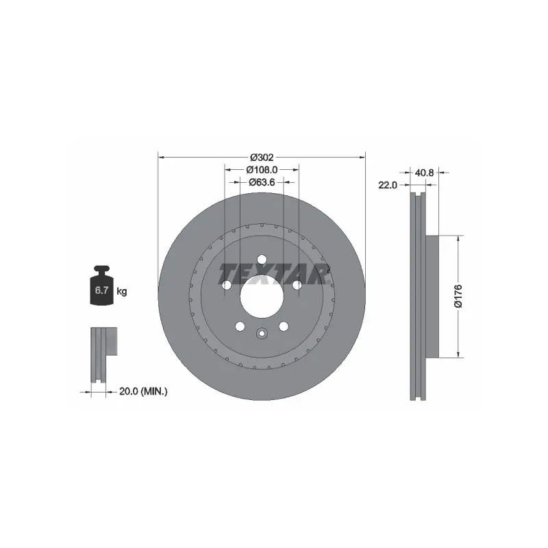Jeu de 2 disques de frein avant TEXTAR 92168303