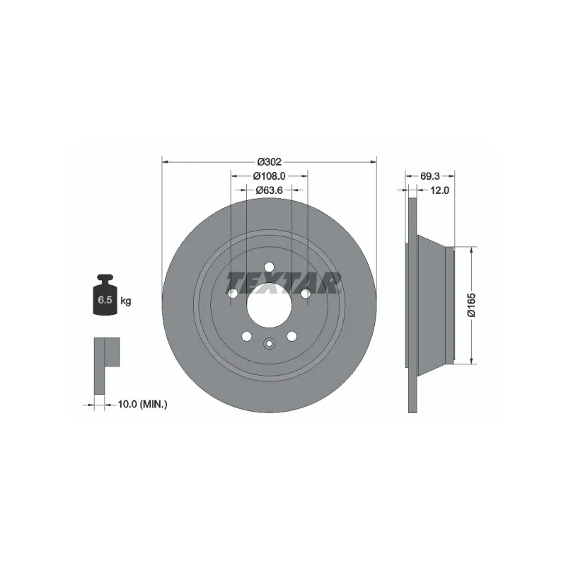 Jeu de 2 disques de frein arrière TEXTAR 92168403