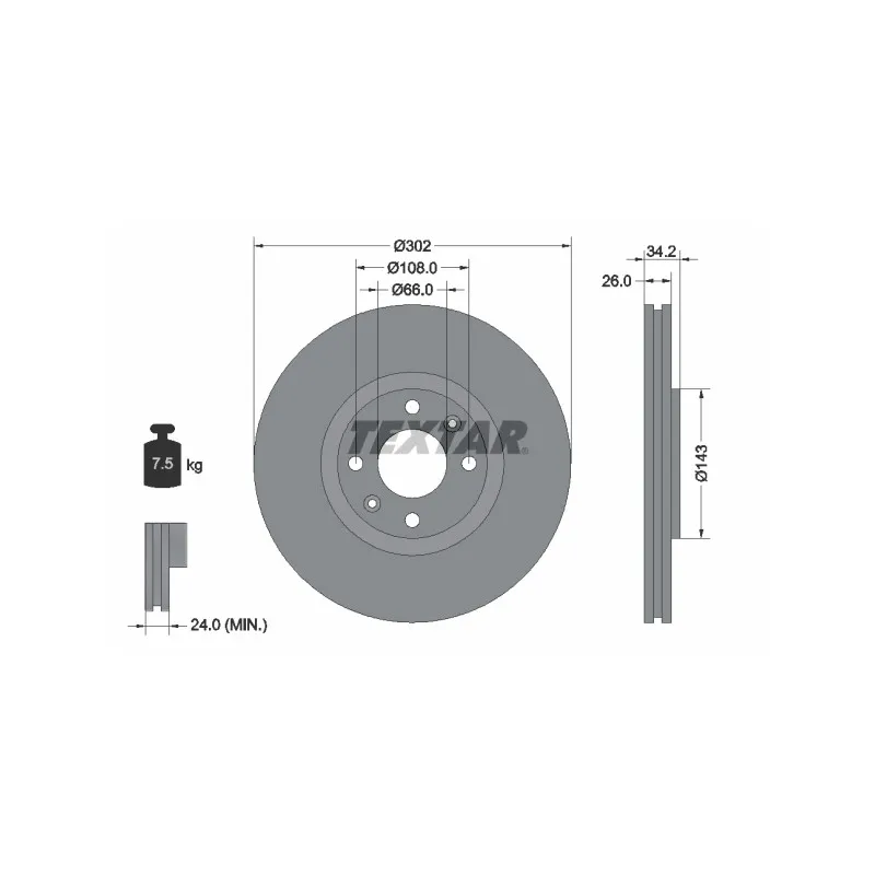 Jeu de 2 disques de frein avant TEXTAR 92168503