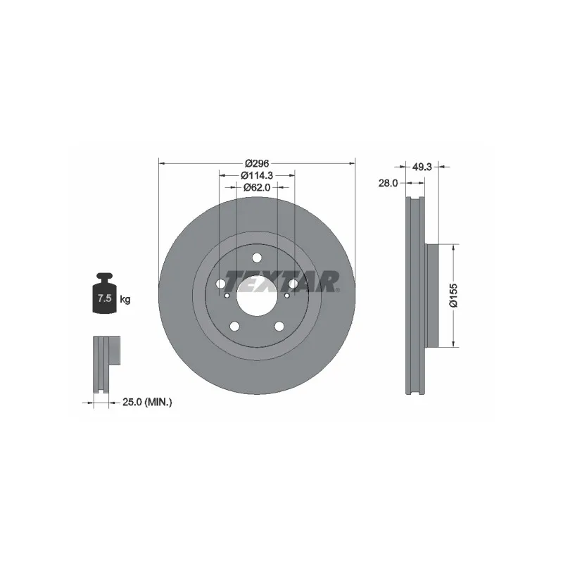 Jeu de 2 disques de frein avant TEXTAR 92168803