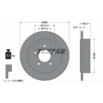 Jeu de 2 disques de frein arrière TEXTAR 92169100