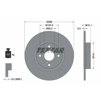 Jeu de 2 disques de frein arrière TEXTAR 92169203