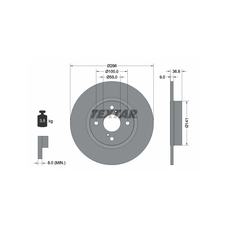 Jeu de 2 disques de frein arrière TEXTAR 92169203