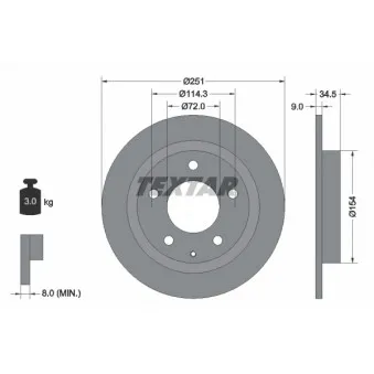 Jeu de 2 disques de frein arrière TEXTAR 92169300