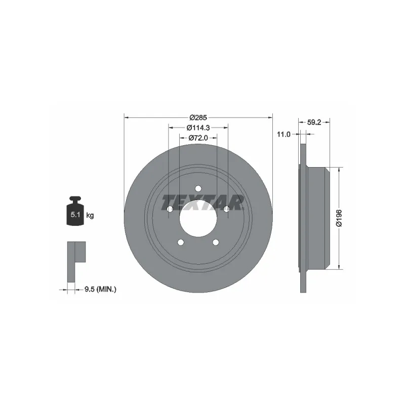 Jeu de 2 disques de frein arrière TEXTAR 92169403