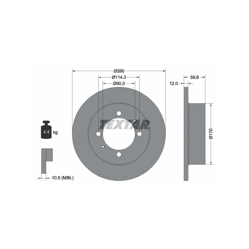 Jeu de 2 disques de frein arrière TEXTAR 92169603